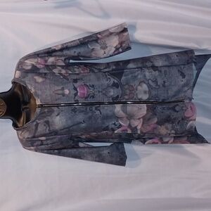 Simply Aster Zip Front Jacket, gray/pink, pockets